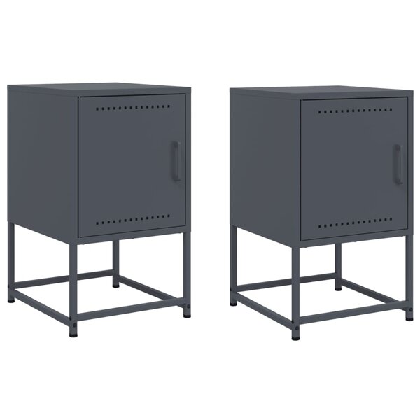 vidaXL Tables de chevet 2 Pièces anthracite 36x39x60 5 cm acier