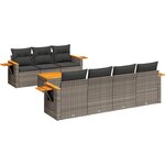 vidaXL Salon de jardin 8 Pièces avec coussins gris résine tressée