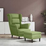vidaXL Fauteuil à oreilles avec tabouret vert clair velours