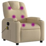 vidaXL Fauteuil inclinable de massage en tissu crème