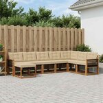 vidaXL Ensemble de canapés d'extérieur 8 pc Naturel et Beige
