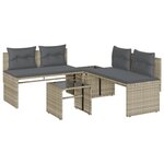 vidaXL Salon de jardin 4 Pièces avec coussins gris clair résine tressée