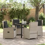vidaXL Ensemble de Salle à Manger de Jardin 5 Pièces Rattan Poly Gris Clair