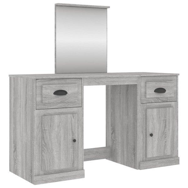 vidaXL Coiffeuse avec miroir sonoma gris 130x50x132 5 cm