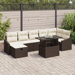 vidaXL Ensemble de Canapés de Jardin en 8 Pièces avec Coussins Marron Poly Rotin
