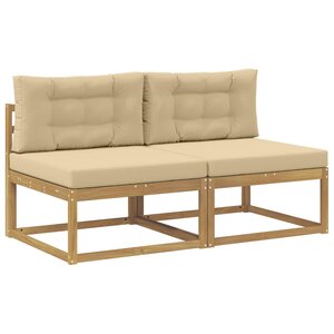 vidaXL 2 Pièce Sofa de milieu extérieur Polyester Blanc