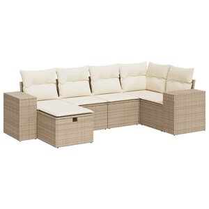 vidaXL Salon de jardin avec coussins 6 Pièces beige résine tressée