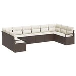 vidaXL Ensemble de canapé de jardin 10 Pièces Marron et blanc polyrotin