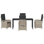 vidaXL Ensemble de salle à manger de jardin 5 pièces avec coussins gris clair en poly rattan