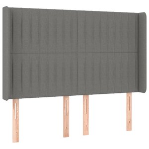 vidaXL Tête de lit avec oreilles Gris foncé 147x16x118/128 cm Tissu