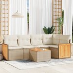 vidaXL Salon de jardin avec coussins 6 Pièces beige résine tressée