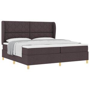 vidaXL Lit à ressorts avec matelas Marron foncé 200 x 200 cm tissu