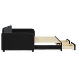 vidaXL Lit de jour avec gigogne et tiroirs sans matelas noir 90x200 cm