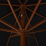 vidaXL Parasol d'extérieur avec mât en bois 330 cm Noir