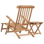 vidaXL Chaise longue de jardin avec repose-pied et table Bois de teck
