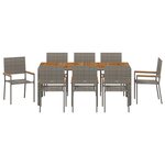 Ensemble de Salle à Manger de Jardin vidaXL 9 Pièces Gris Rattan Poly