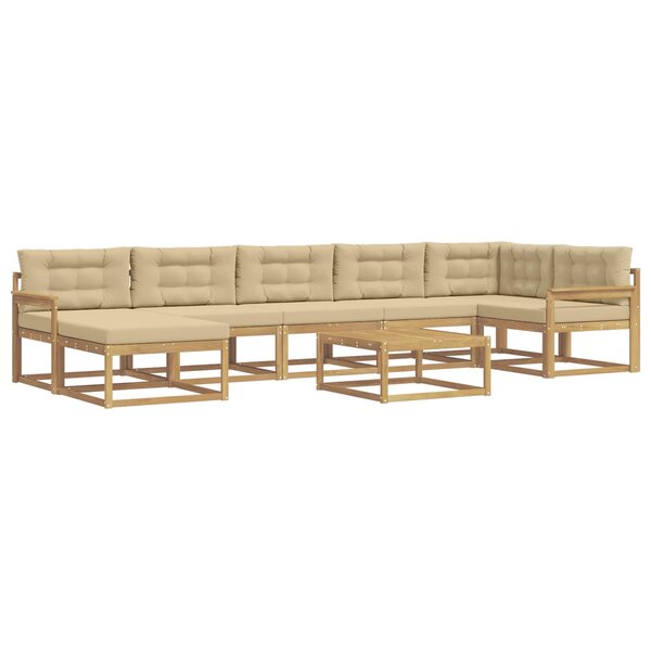 vidaXL Ensemble de canapés d'extérieur 8 Pièces Blanc et Beige