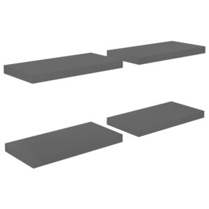 vidaXL Étagère murale flottante 4 Pièces Gris brillant 50x23x3 8 cm MDF