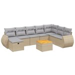 vidaXL Salon de jardin avec coussins 9Pièces mélange beige résine tressée