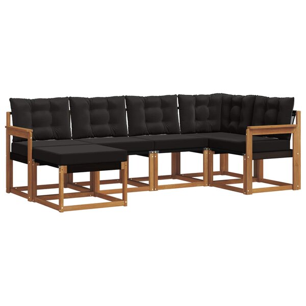 vidaXL Ensemble de canapés d'extérieur 6 pc Naturel et Noir