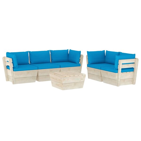 vidaXL Salon de jardin palette 6 Pièces avec coussins bois d'épicéa