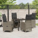 vidaXL Ensemble de salle à manger de jardin 5 pièces avec coussins en rotin poly gris