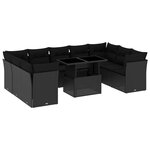 vidaXL Salon de jardin 10 Pièces avec coussins noir résine tressée
