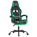 vidaXL Chaise de jeu avec repose-pied Noir et vert Similicuir
