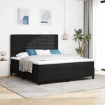 vidaXL Lit à ressorts avec matelas avec LED Noir 180 x 200 cm tissu