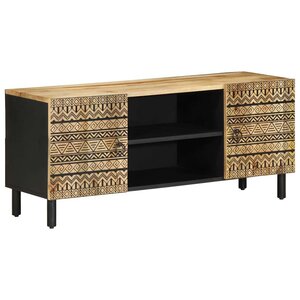 vidaXL Meuble TV noir 105x33 5x46 cm bois massif manguier brut