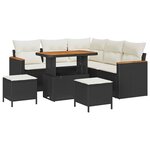 vidaXL Ensemble de salon de jardin 8 pièces avec coussins noirs en rotin poly-acacia.