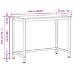 vidaXL table Chêne noir 100 x 50 x 76 5 cm Bois d'ingénierie et acier
