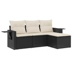 vidaXL Salon de jardin 4 Pièces avec coussins noir résine tressée