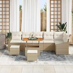 vidaXL Ensemble de canapé de jardin avec coussin 9 Pièces Beige et crème