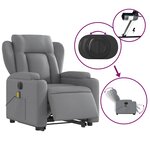 vidaXL Fauteuil inclinable de massage électrique Gris clair Tissu
