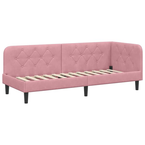 vidaXL Cadre de lit d'angle avec tête de lit Rose 80 x 200 cm Velours