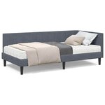 vidaXL Cadre de lit d'angle Gris foncé 90 x 200 cm Velours