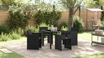vidaXL Ensemble de salle à manger de jardin de 5 pièces avec coussins Noir Poly Rattan