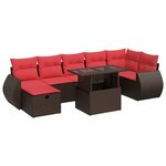 vidaXL Salon de jardin avec coussins 8 Pièces marron résine tressée acacia