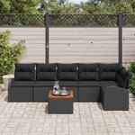 vidaXL Ensemble de canapé de jardin 7 Pièces Noir Poly rotin
