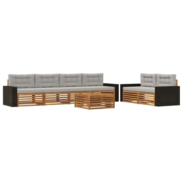 vidaXL Ensemble de canapés d'extérieur 7 pc Naturel et gris clair