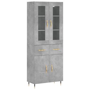 vidaXL Buffet haut Gris béton 69 5x34x180 cm Bois d'ingénierie