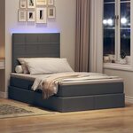 vidaXL Lit de rangement LED avec matelas Gris foncé 120 x 200 cm Tissu