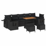 vidaXL Ensemble de canapé de jardin 10 Pièces Noir 90 x 55 x 71 cm