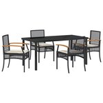 vidaXL Ensemble de salle à manger de jardin 5 pièces avec coussins noir rotin synthétique