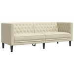 vidaXL Ensemble de canapé Chesterfield 3 Pièces crème similicuir