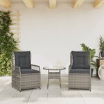 vidaXL Chaises inclinables de jardin lot de 2 gris résine tressée