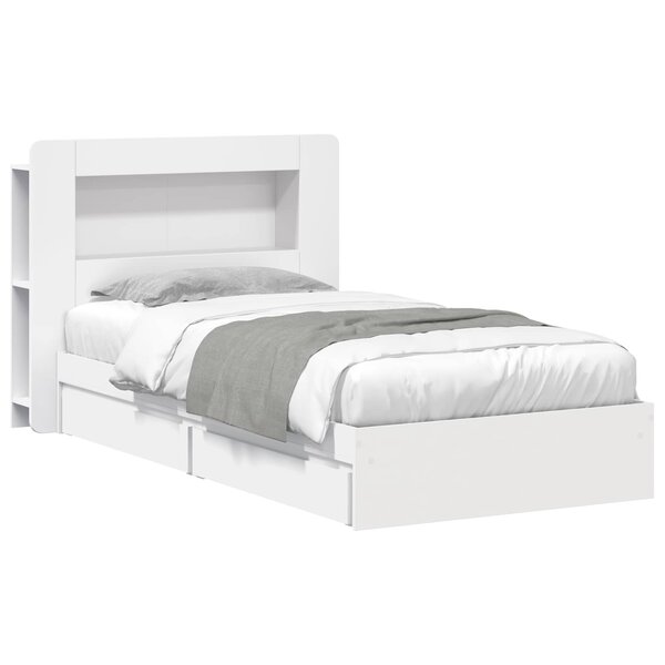 vidaXL Cadre de lit avec rangement Blanc 75 x 190 cm Bois d'ingénierie