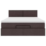 vidaXL Lit ottoman avec matelas et LED marron foncé 140x190 cm tissu