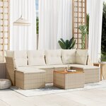 vidaXL Salon de jardin avec coussins 7 Pièces beige résine tressée